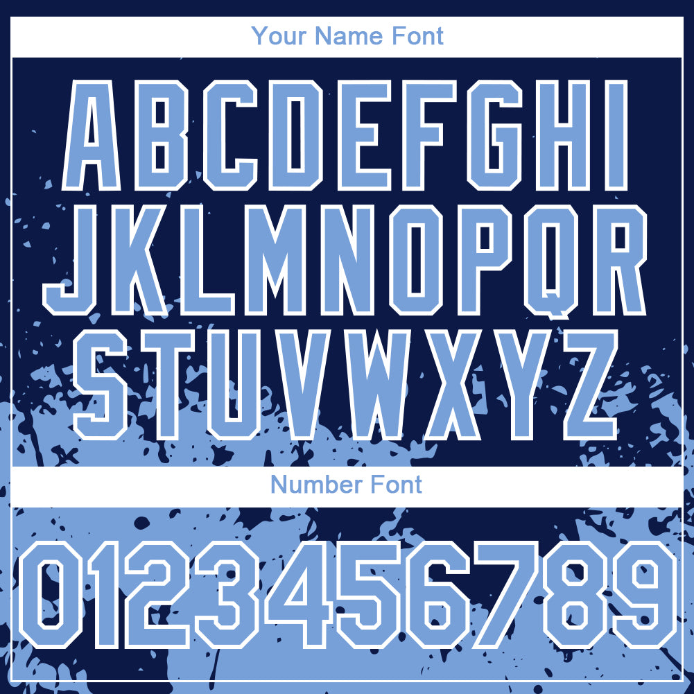 Custom Navy Light Blue-White 3D Pattern Design Abstract Splash Grunge Art Authentic Baseball Jersey view 5