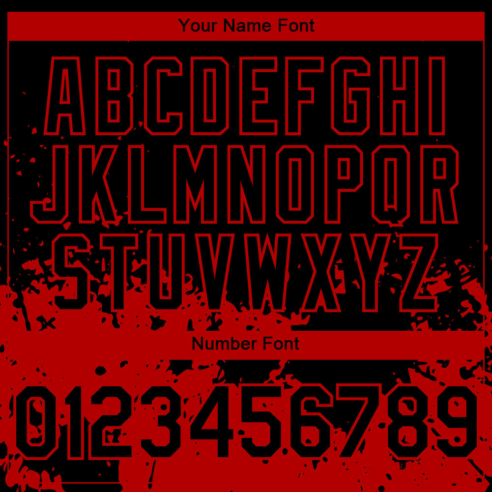 Custom Black Red 3D Pattern Design Abstract Splash Grunge Art Authentic Baseball Jersey view 5