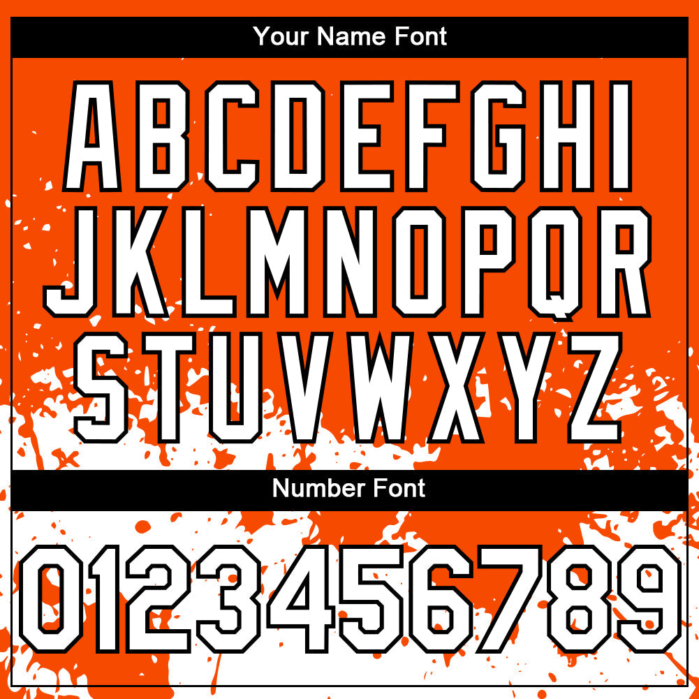 Custom Orange White-Black 3D Pattern Design Abstract Splash Grunge Art Authentic Baseball Jersey view 5