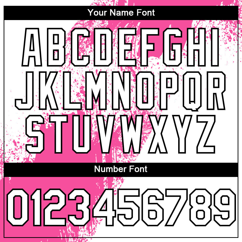 Custom White Pink-Black 3D Pattern Design Abstract Brush Stroke Authentic Baseball Jersey view 5