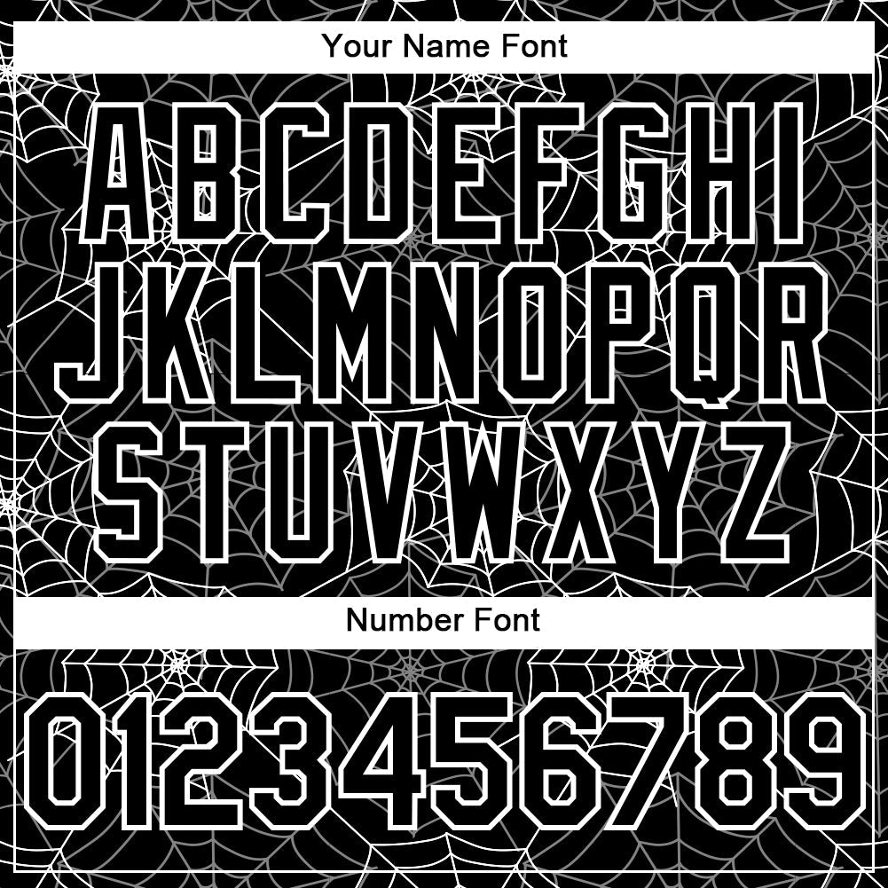 Custom Black White 3D Pattern Design Spider Web Authentic Baseball Jersey view 5