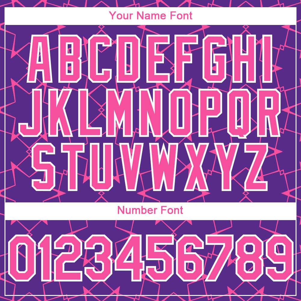 Custom Purple Pink-White 3D Pattern Design Star Lines Authentic Baseball Jersey view 5