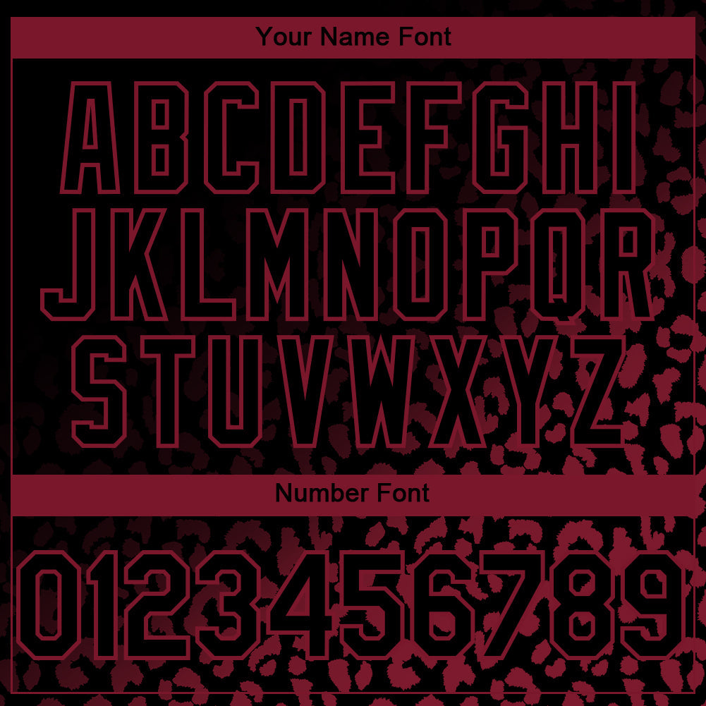Custom Black Crimson 3D Pattern Design Leopard Print Fade Fashion Authentic Baseball Jersey view 5