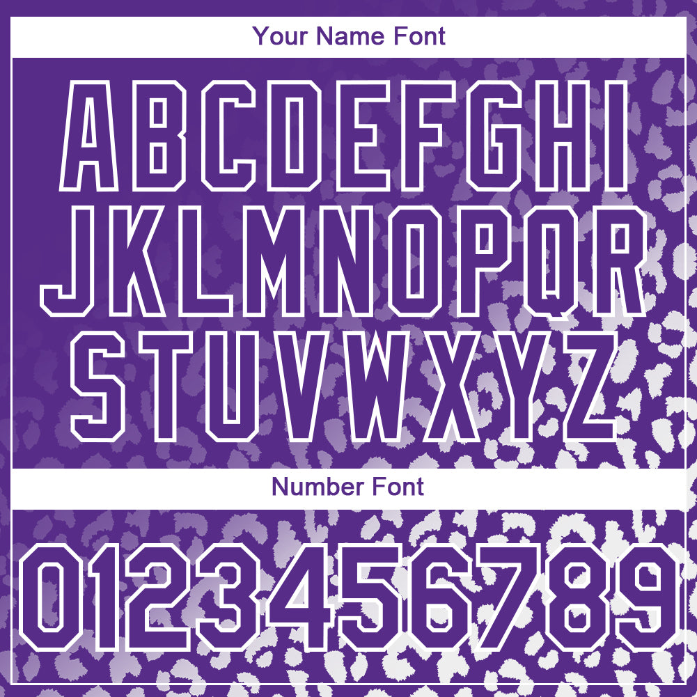 Custom Purple White 3D Pattern Design Leopard Print Fade Fashion Authentic Baseball Jersey view 5