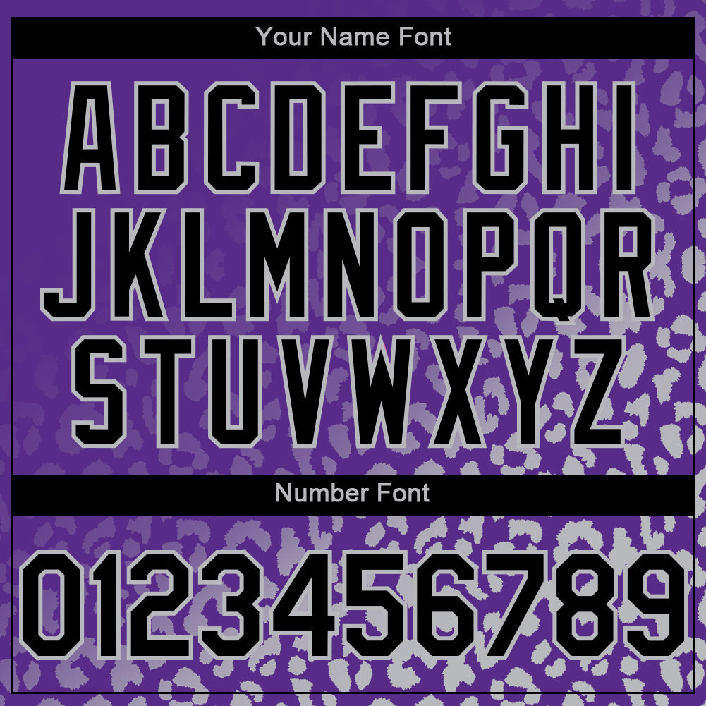 Custom Purple Black-Gray 3D Pattern Design Leopard Print Fade Fashion Authentic Baseball Jersey view 5
