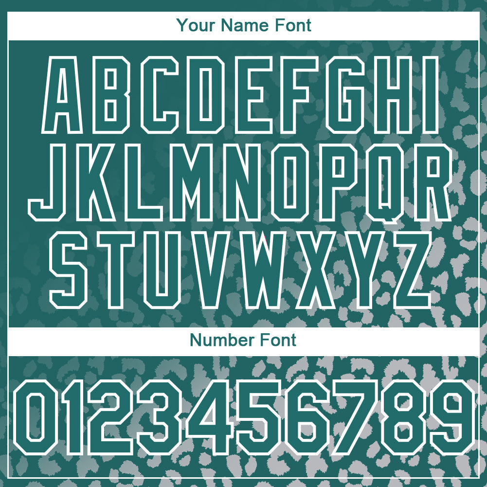 Custom Teal White 3D Pattern Design Leopard Print Fade Fashion Authentic Baseball Jersey view 5
