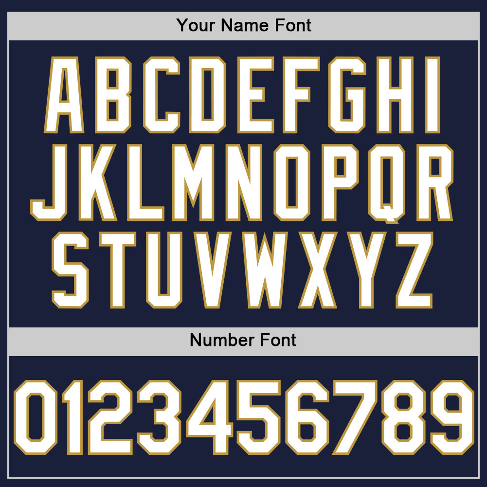 Custom Navy White-Old Gold Line Authentic Baseball Jersey view 5