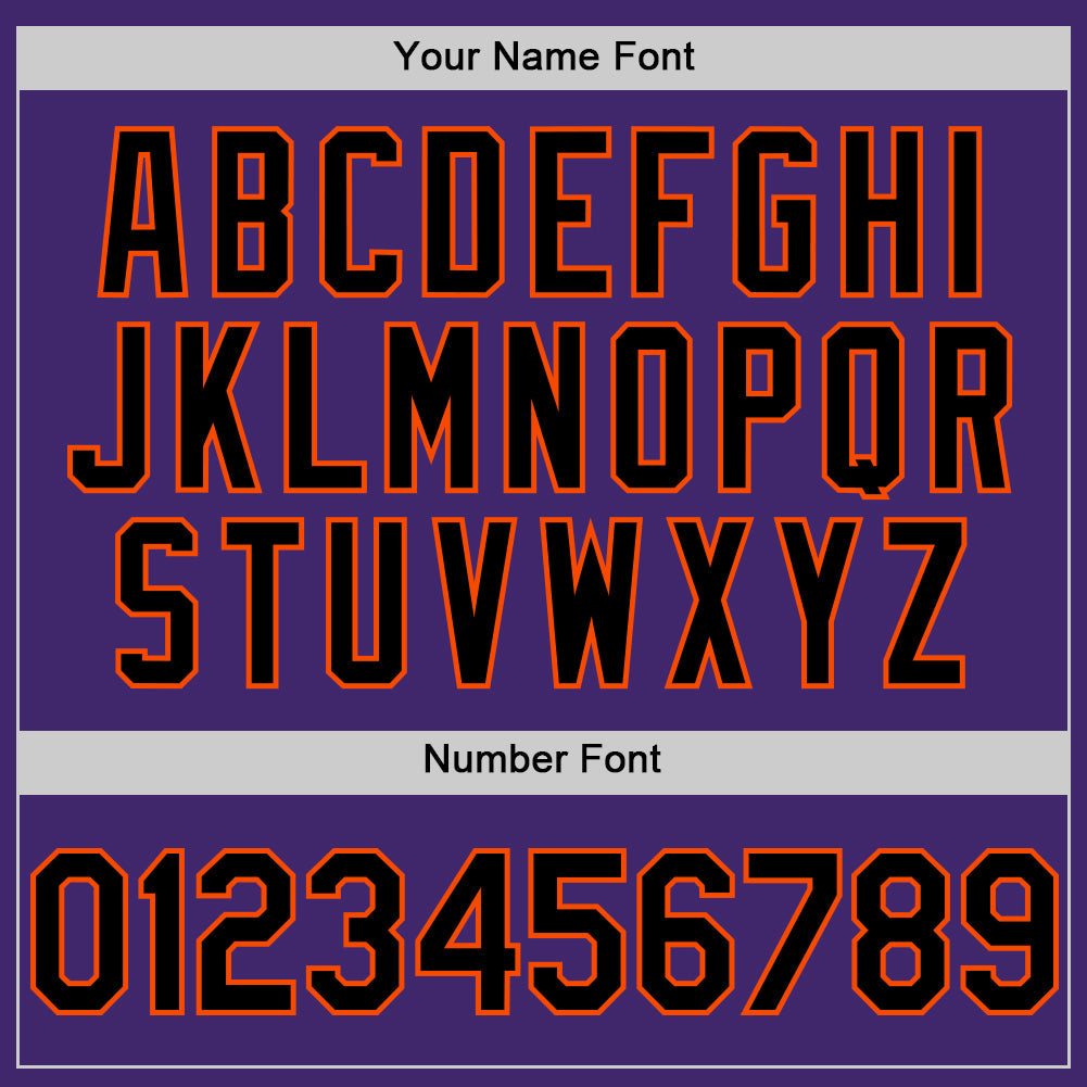 Custom Purple Black-Orange Line Authentic Baseball Jersey view 5