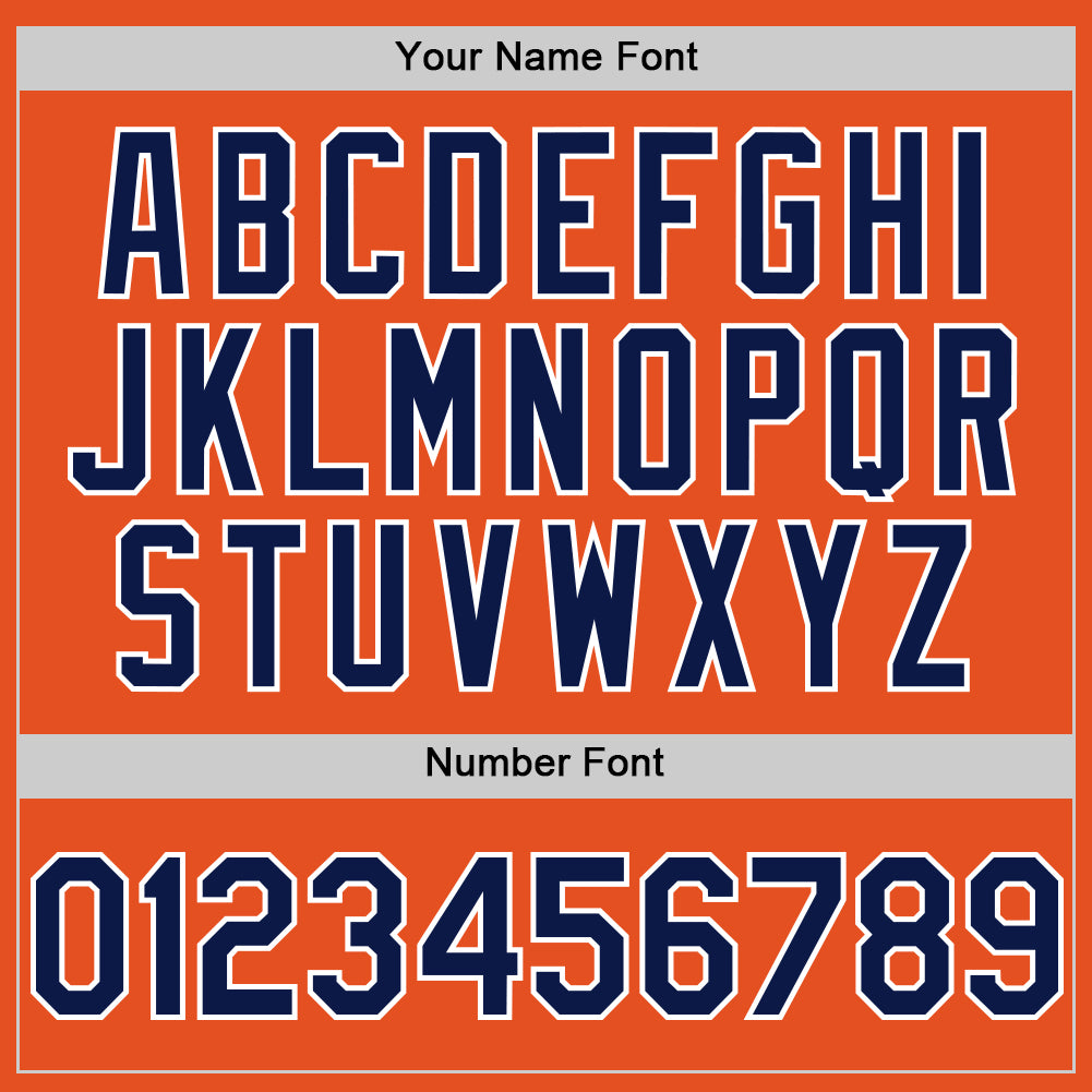 Custom Orange Navy-White Line Authentic Baseball Jersey view 5