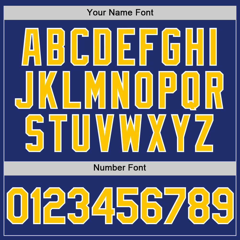 Custom Royal Yellow-White Line Authentic Baseball Jersey view 5