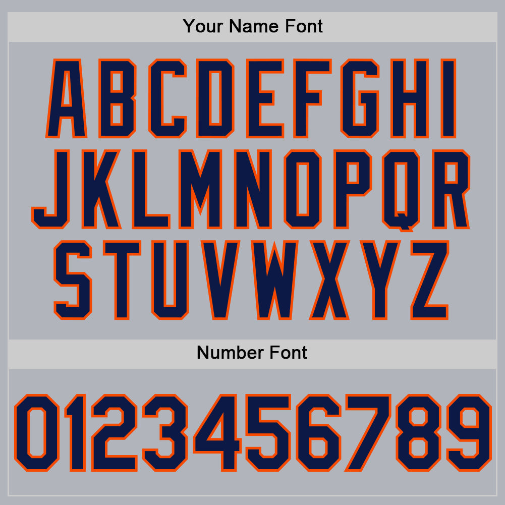 Custom Gray Navy-Orange Line Authentic Baseball Jersey view 5