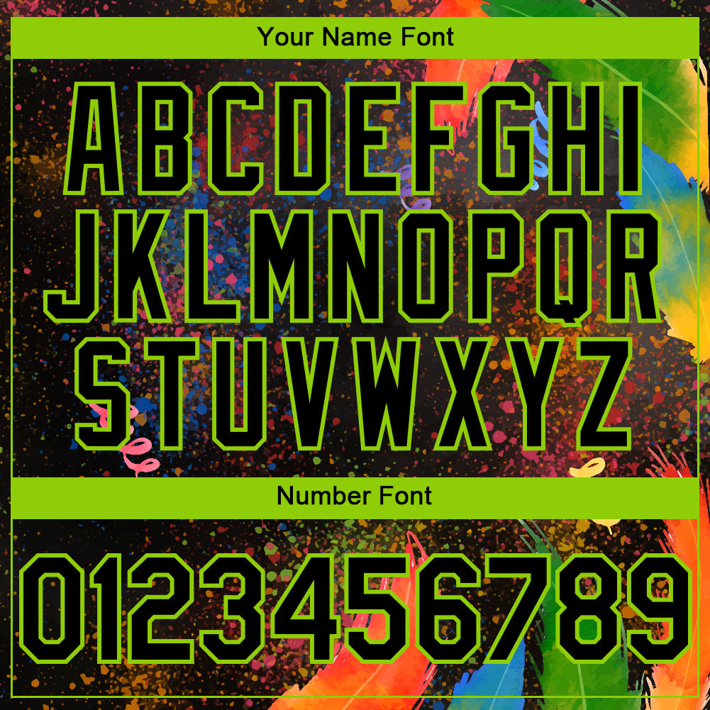 Custom Black Neon Green 3D Pattern Design Holi Festival Color Powder Authentic Baseball Jersey view 5