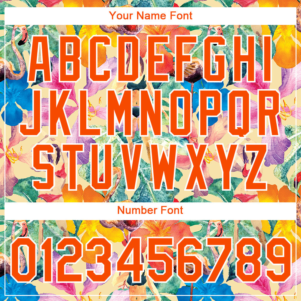Custom White Orange 3D Pattern Design Tropical Hawaii Plant Performance T-Shirt view 4