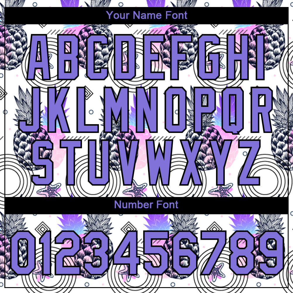 Custom White Purple-Black 3D Pattern Design Summer Holiday Pineapple Performance T-Shirt view 4