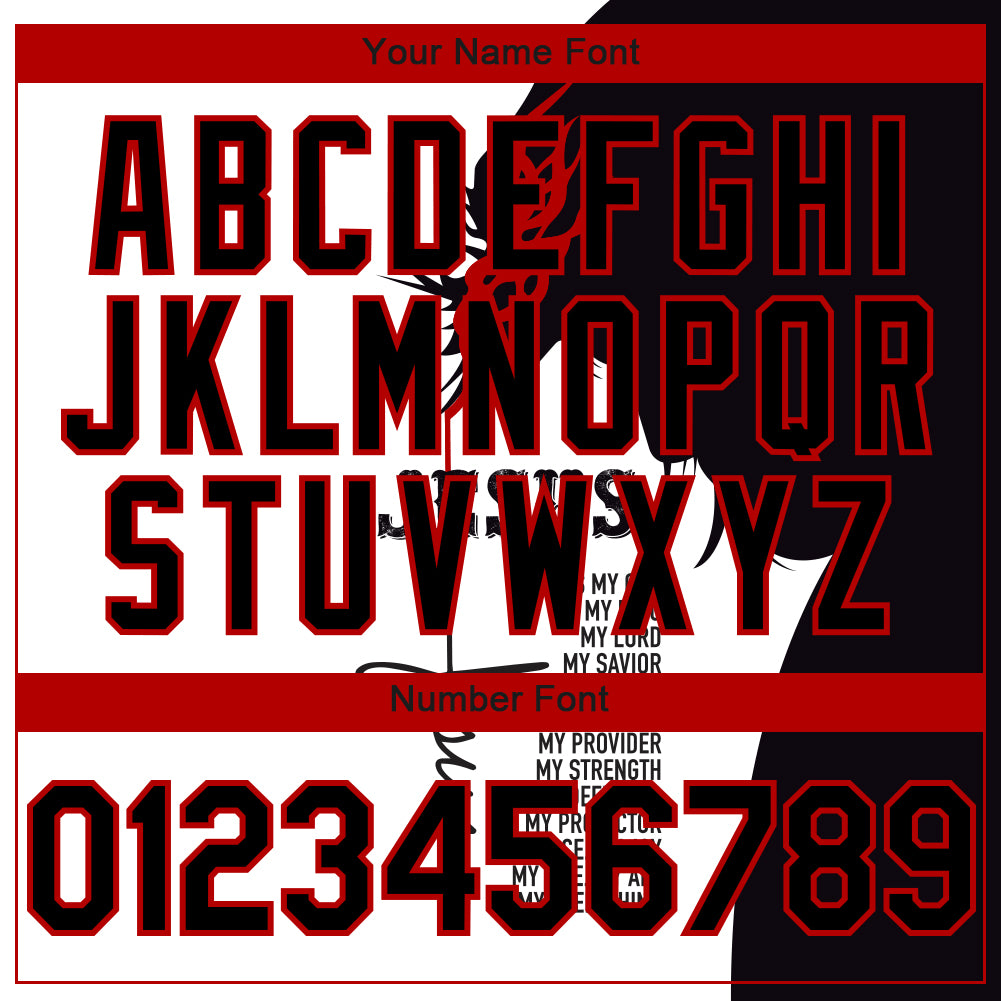 Custom White Black-Red 3D Pattern Design Religion Jesus Christ Authentic Baseball Jersey view 4