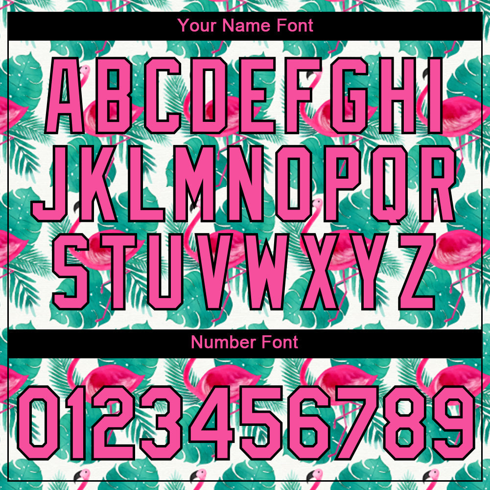 Custom White Pink-Black 3D Pattern Design Tropical Hawaii Flamingo Performance T-Shirt view 4