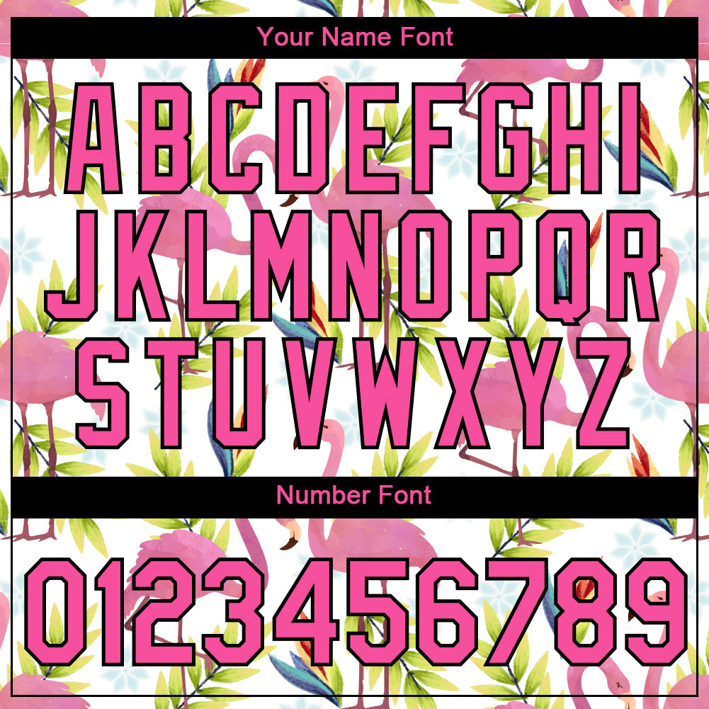 Custom White Pink-Black 3D Pattern Design Tropical Hawaii Flamingo Performance T-Shirt view 4