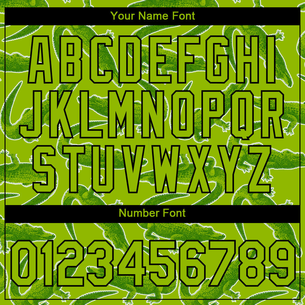 Custom Neon Green Black 3D Pattern Design Crocodile Performance T-Shirt view 4