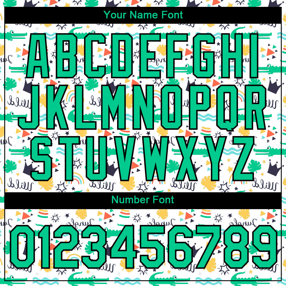 Custom White Kelly Green-Black 3D Pattern Design Crocodile Performance T-Shirt view 4