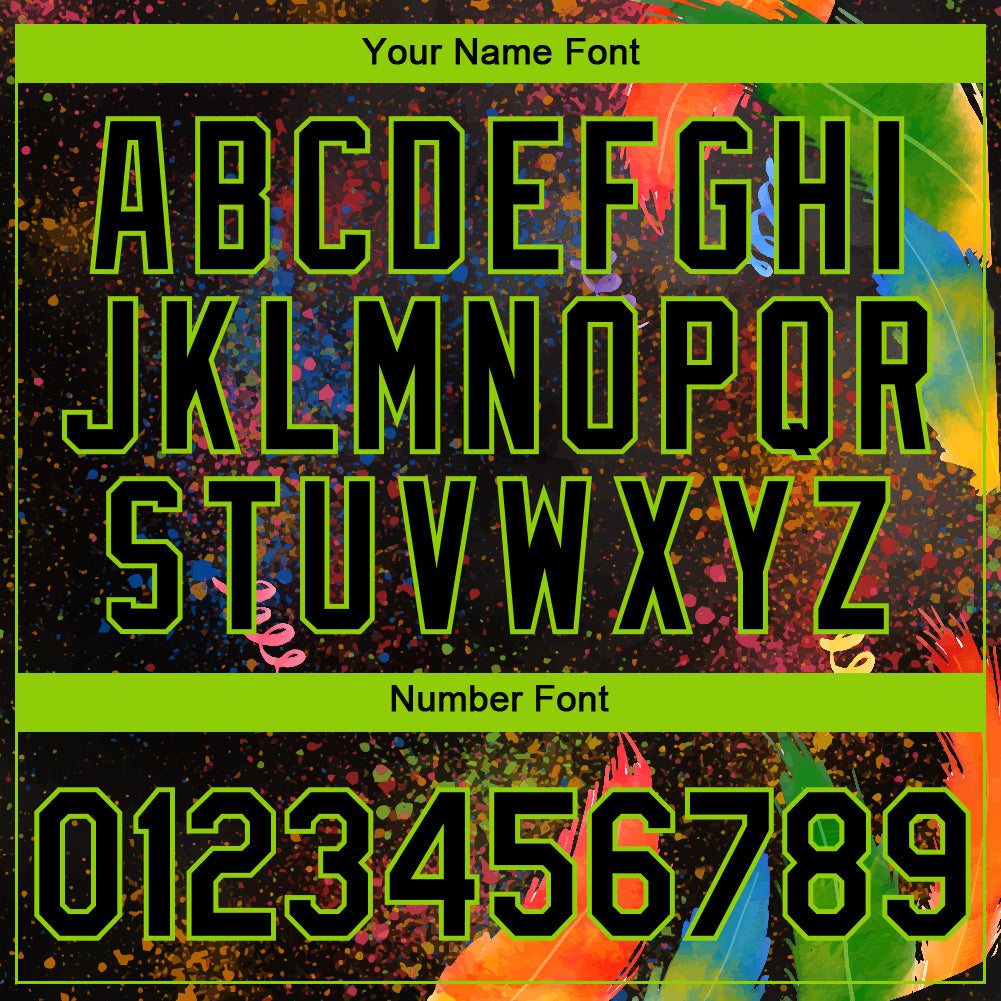Custom Black Neon Green 3D Pattern Design Holi Festival Color Powder Performance T-Shirt view 4
