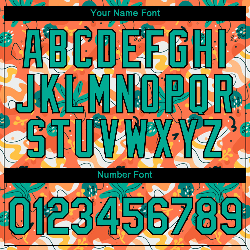 Custom Orange Aqua-Black 3D Pattern Design Abstract Doodle Performance T-Shirt view 4