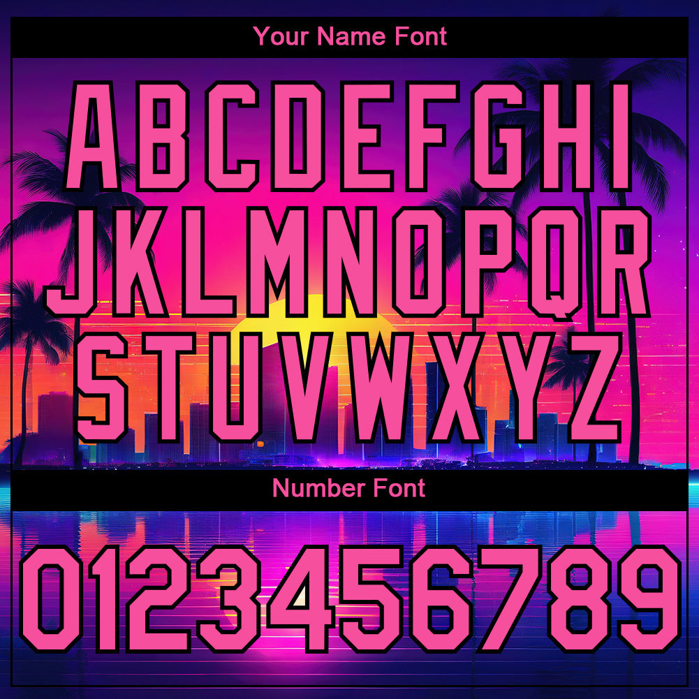 Custom Purple Pink-Black 3D Miami Palm Trees City Edition Authentic Baseball Jersey view 5