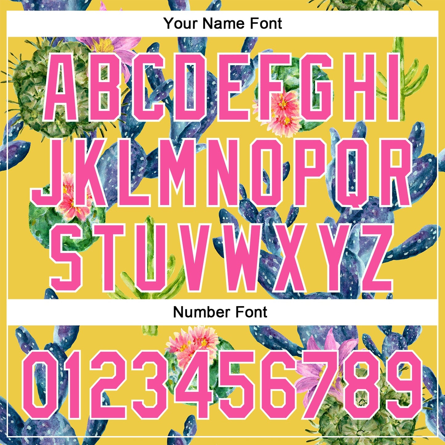 Custom Yellow Pink-White 3D Pattern Design Cactus Festival Authentic Baseball Jersey view 5