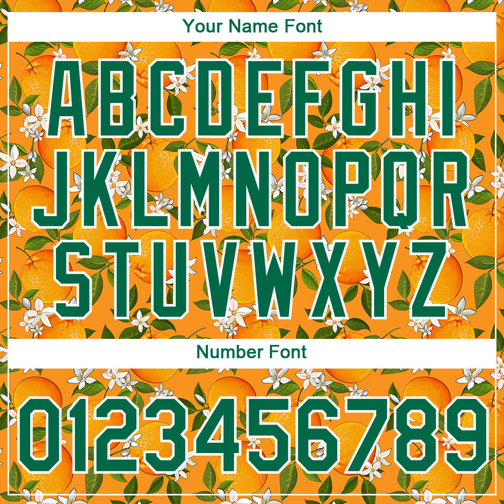 Custom Orange Kelly Green-White 3D Pattern Design Orange Citrus Fruit Performance T-Shirt view 4