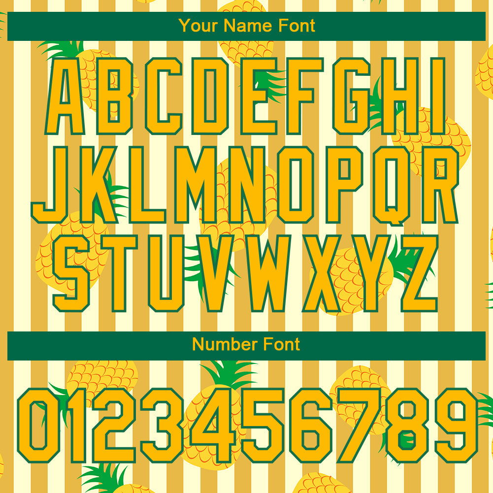 Custom Yellow Kelly Green 3D Pattern Design Hawaii Tropical Pineapple Performance T-Shirt view 4