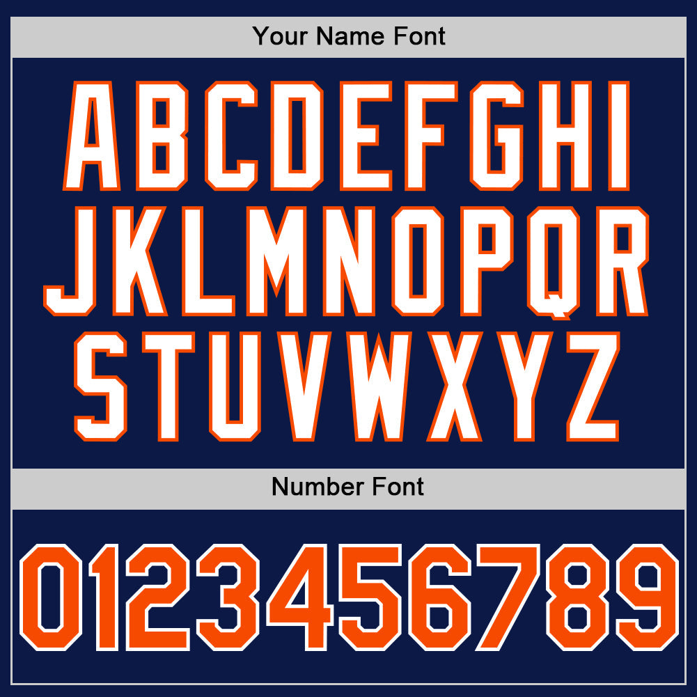 Custom Navy Orange-White 3D Pattern Design Gradient Style Twinkle Star Authentic Baseball Jersey view 5