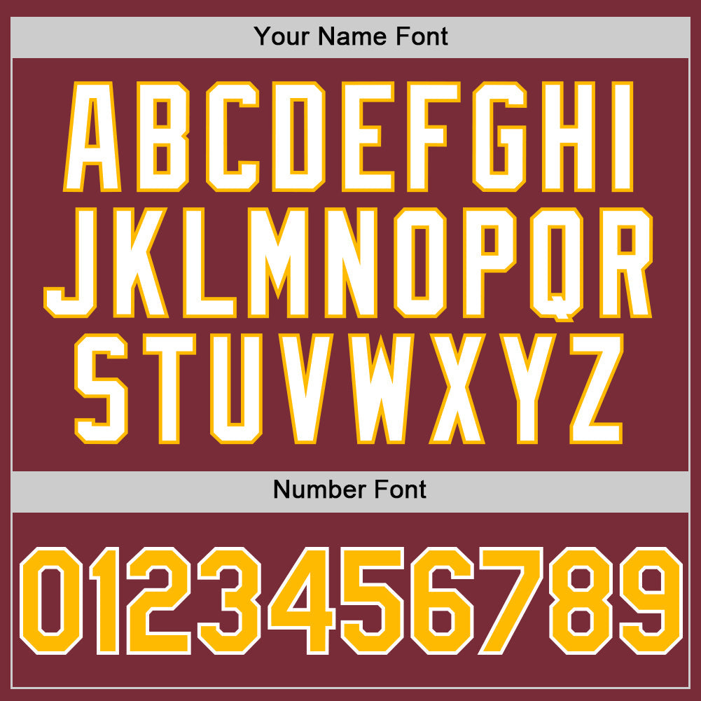 Custom Burgundy Gold-White 3D Pattern Design Gradient Style Twinkle Star Authentic Baseball Jersey view 5