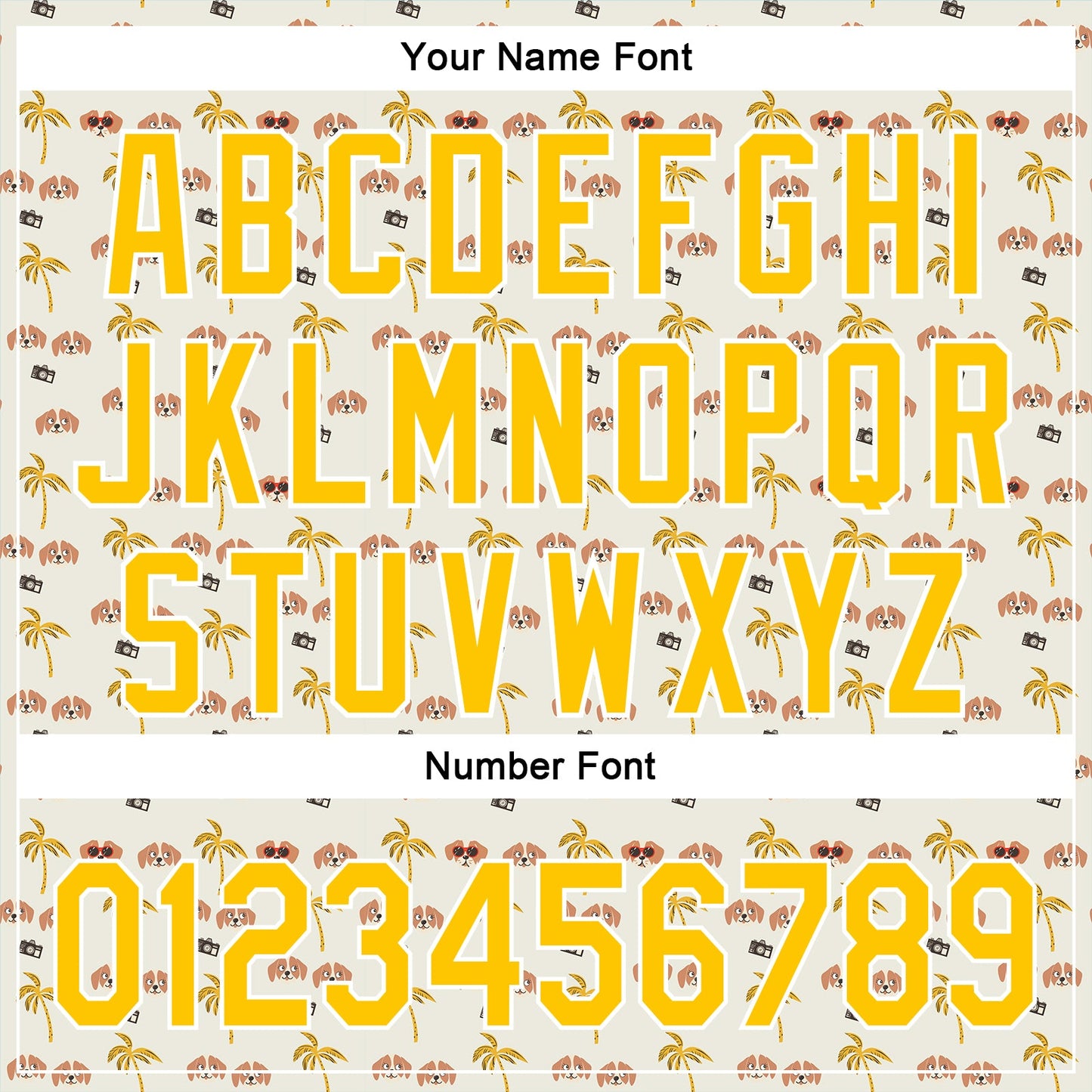 Custom White Yellow 3D Pattern Design Animal Dog And Hawaii Palm Trees Authentic Baseball Jersey view 5