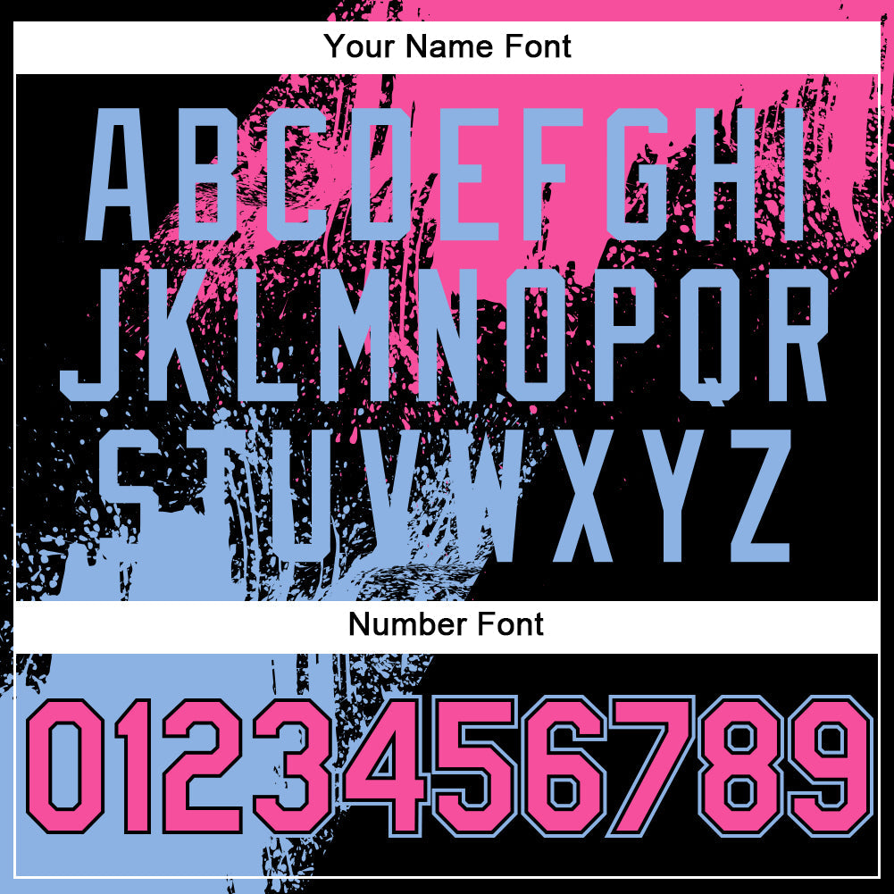 Custom Pink Black-Light Blue 3D Pattern Design Abstract Brush Stroke Authentic Baseball Jersey view 5