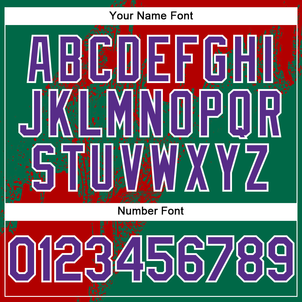 Custom Red Purple Kelly Green-White 3D Pattern Design Abstract Brush Stroke Authentic Baseball Jersey view 5