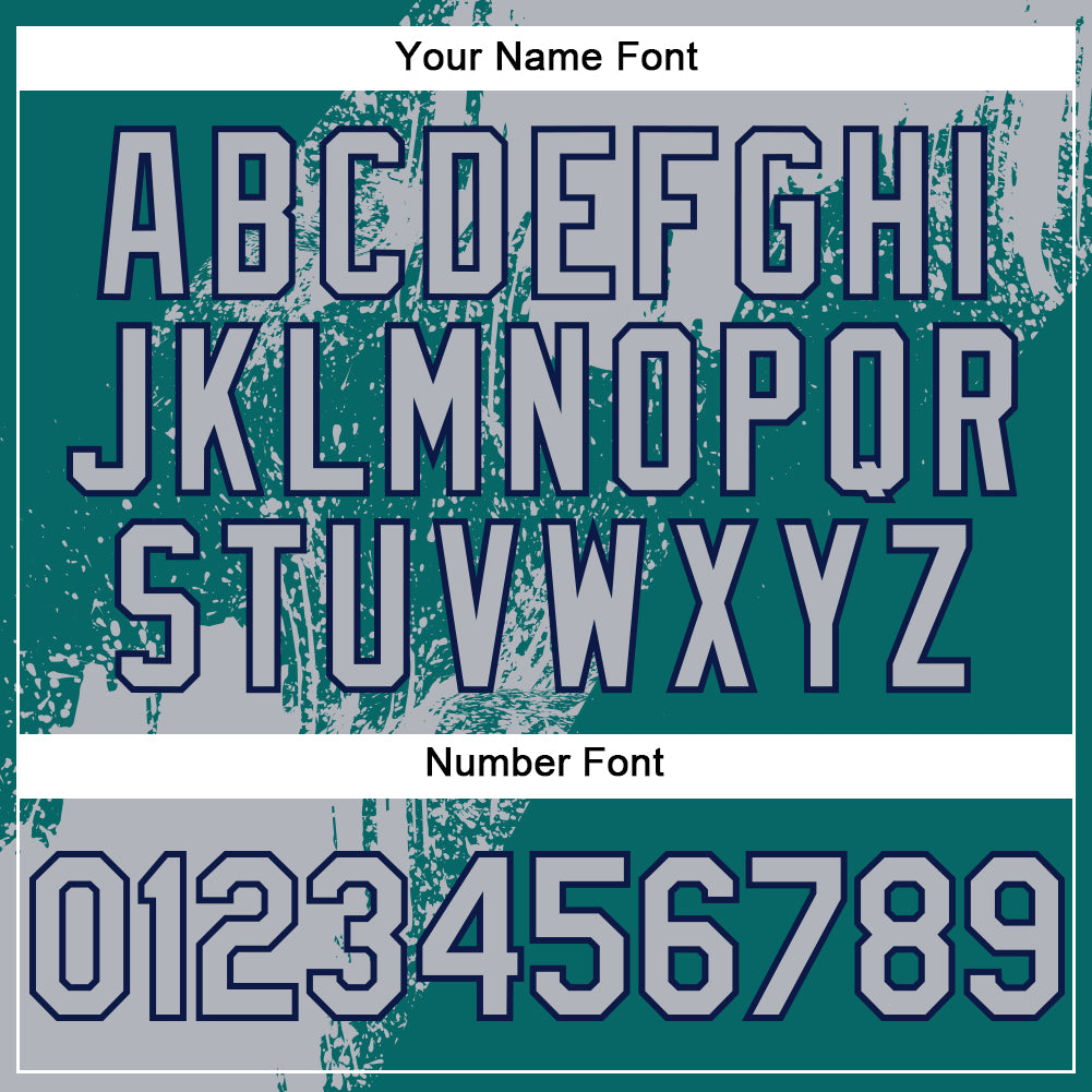 Custom Gray Teal-Navy 3D Pattern Design Abstract Brush Stroke Authentic Baseball Jersey view 5