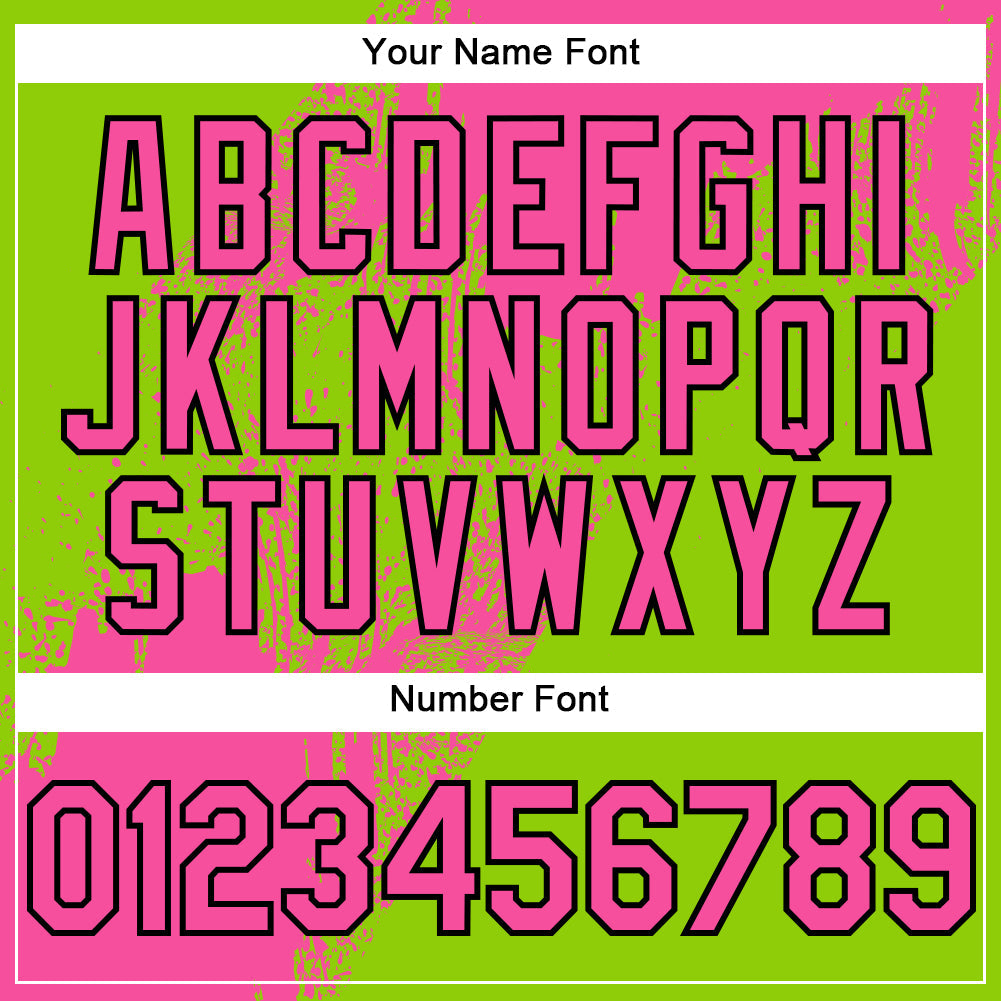 Custom Pink Neon Green-Black 3D Pattern Design Abstract Brush Stroke Authentic Baseball Jersey view 5