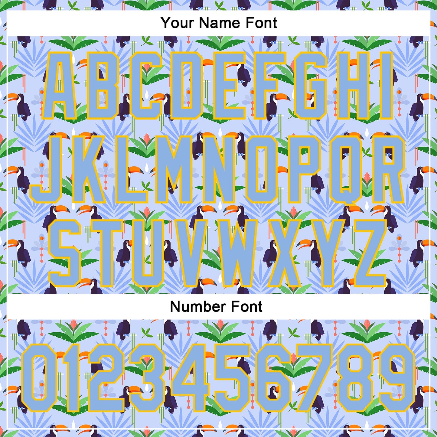 Custom Light Blue Yellow 3D Pattern Design Animal Toucan And Tropical Hawaii Palm Leaves Authentic Baseball Jersey view 5