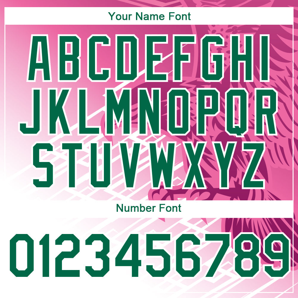 Custom Pink Kelly Green-White 3D Pattern Design Animal Eagle Authentic Baseball Jersey view 5