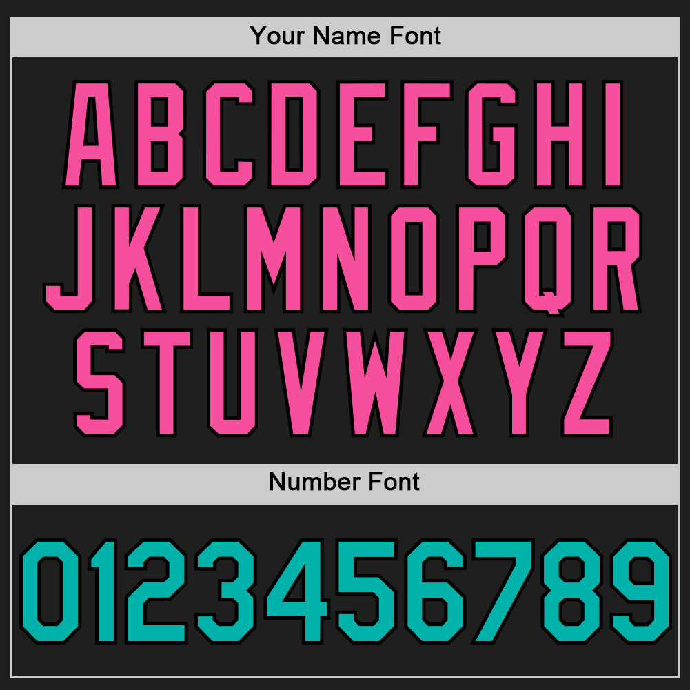 Custom Black Aqua-Pink 3D Pattern Design Confetti Authentic Baseball Jersey view 5