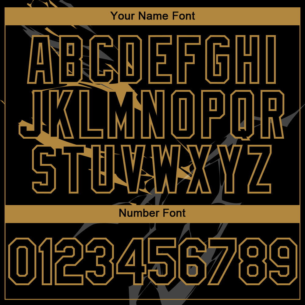 Custom Black Old Gold 3D Pattern Design Lightning Authentic Baseball Jersey view 5