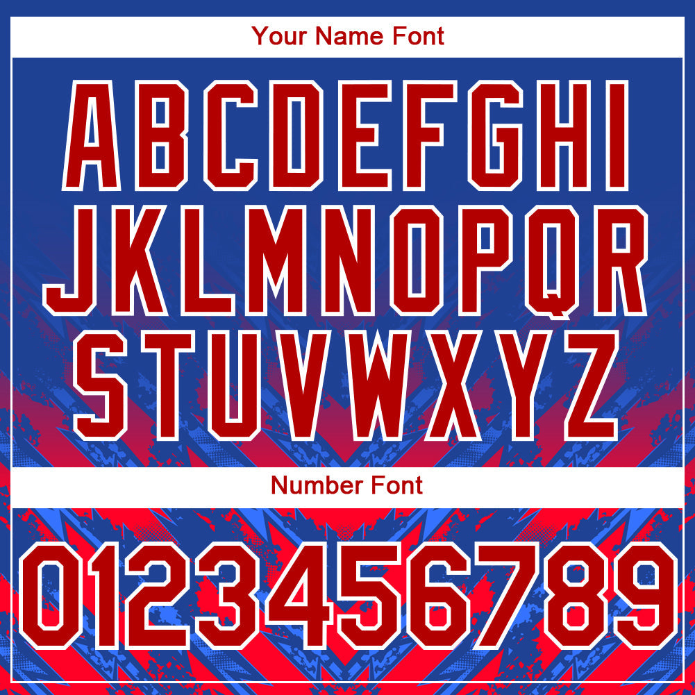 Custom Thunder Blue Red-White 3D Pattern Design Abstract Arrow Authentic Baseball Jersey view 5