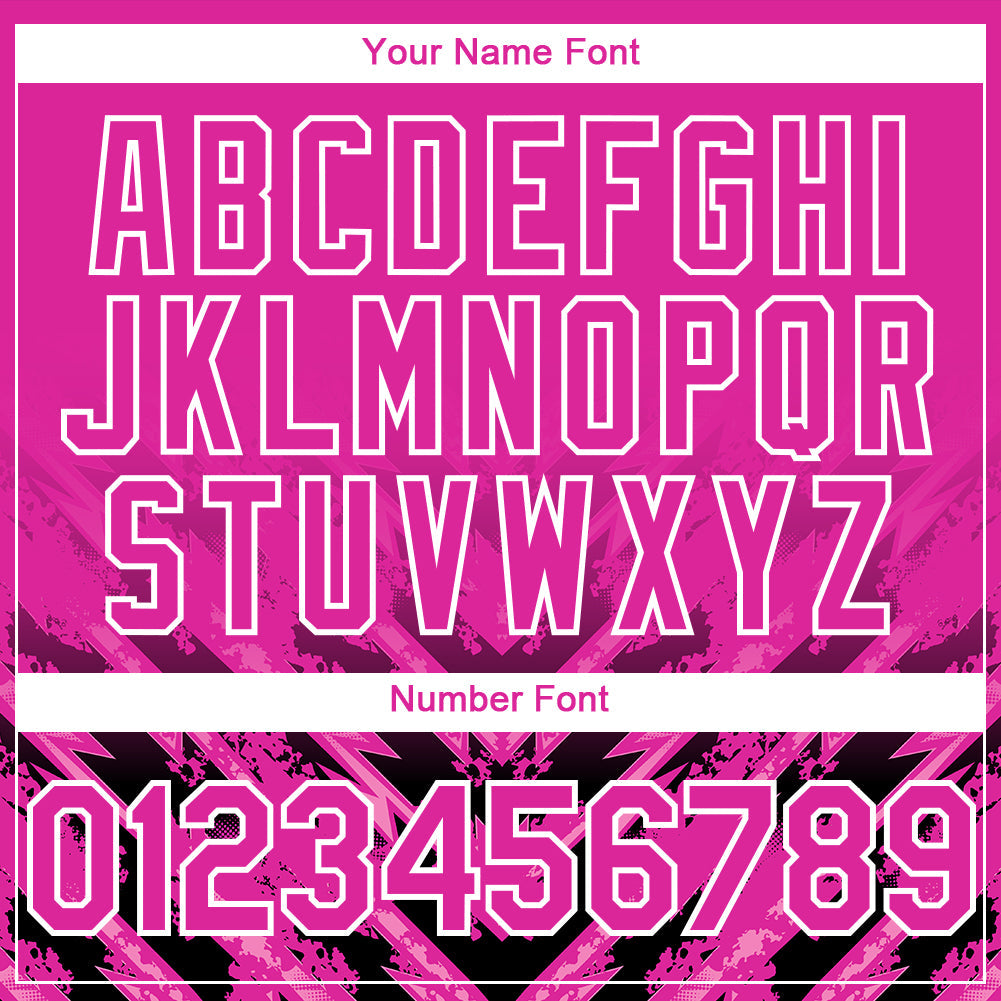 Custom Deep Pink Black-White 3D Pattern Design Abstract Arrow Authentic Baseball Jersey view 5