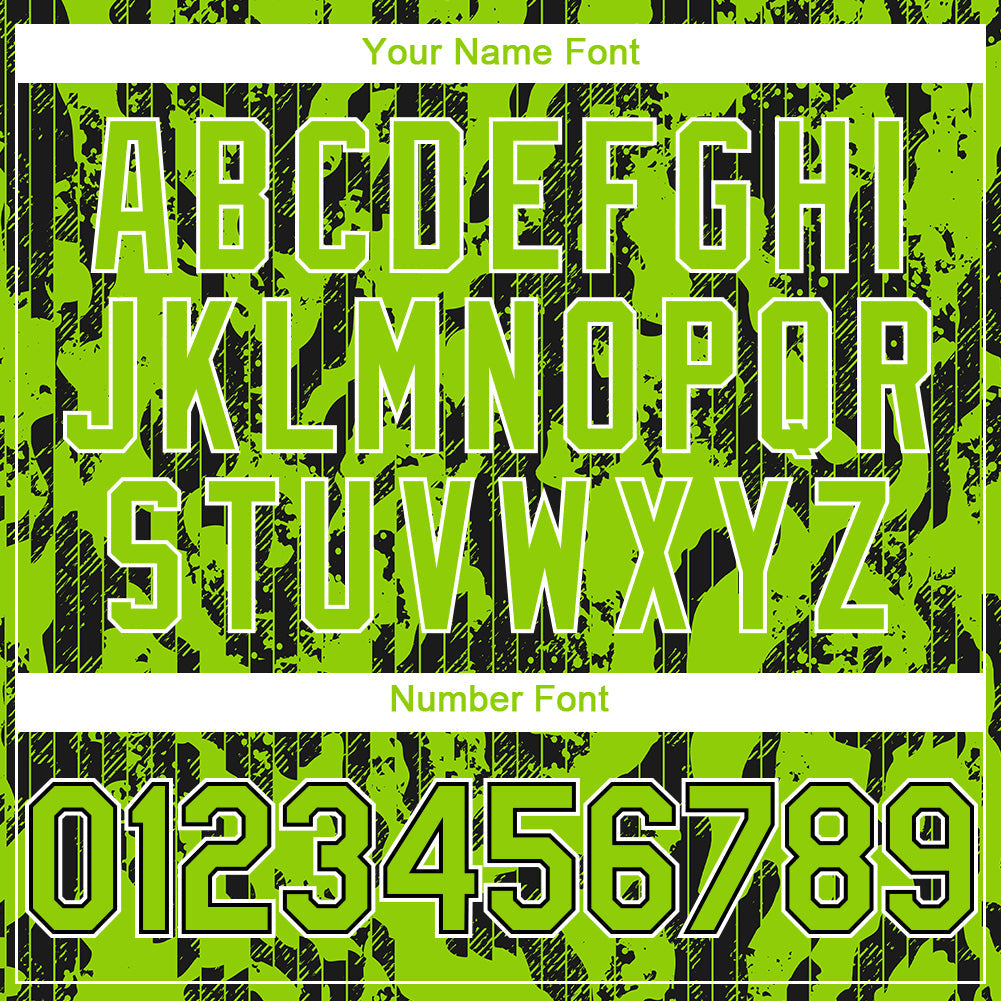 Custom Neon Green Black-White 3D Pattern Design Abstract Fluid Authentic Baseball Jersey view 5