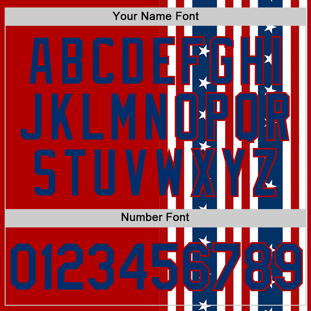 Custom Red US Navy Blue 3D American Flag And Star Authentic Baseball Jersey view 5