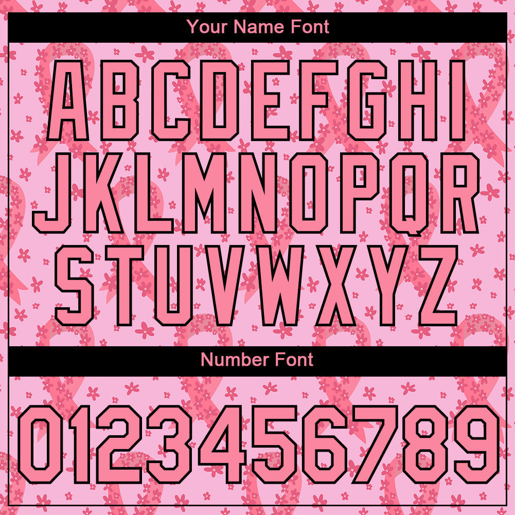 Custom Light Pink Medium Pink-Black 3D Pink Ribbon Breast Cancer Performance T-Shirt view 4