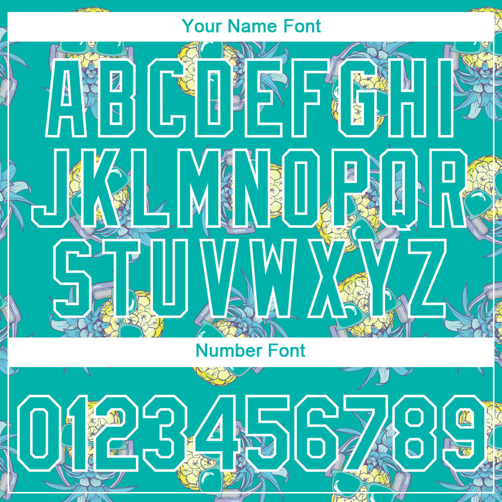 Custom Aqua White 3D Pattern Design Hawaii Style Pineapple Performance T-Shirt view 4