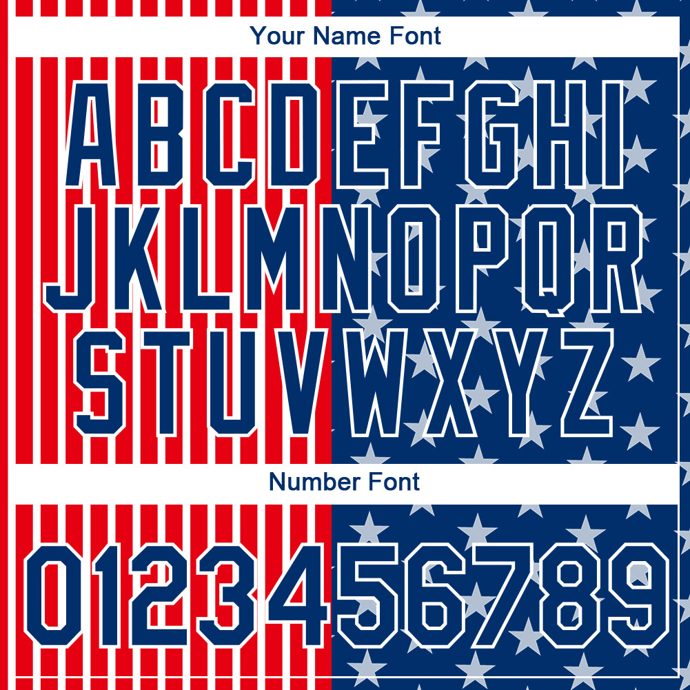 Custom Fire Red US Navy Blue-White 3D Pattern Design Star Performance T-Shirt view 4
