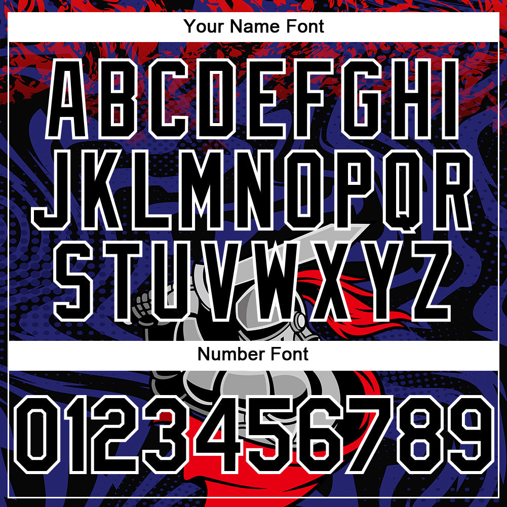 Custom Red Black-Thunder Blue 3D Pattern Design Knight Hero Art Authentic Baseball Jersey view 5