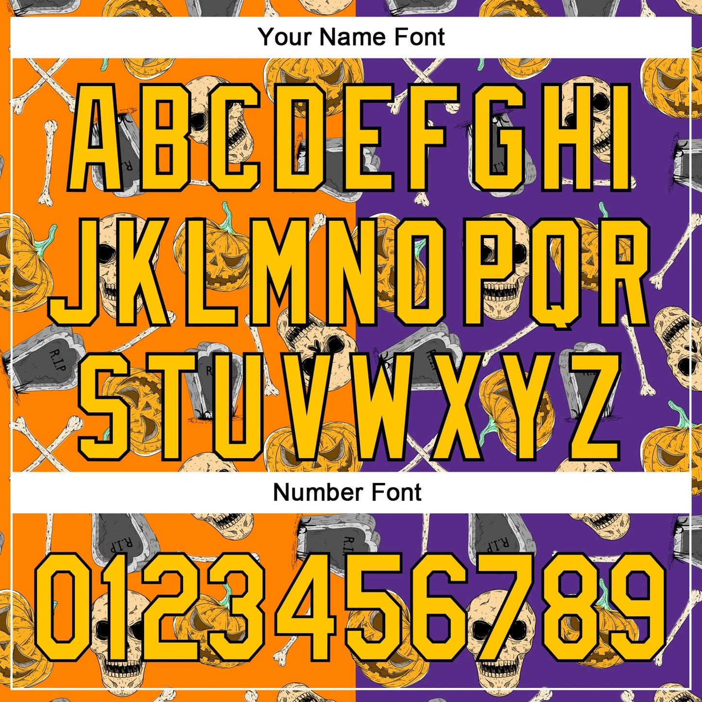Custom Purple Yellow Bay Orange-Black 3D Pattern Halloween Skull Authentic Baseball Jersey view 5