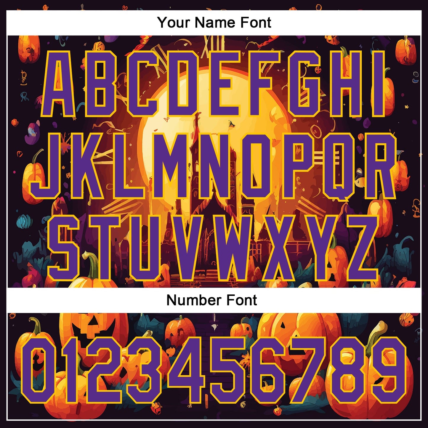 Custom Black Purple-Yellow 3D Halloween Authentic Baseball Jersey view 5